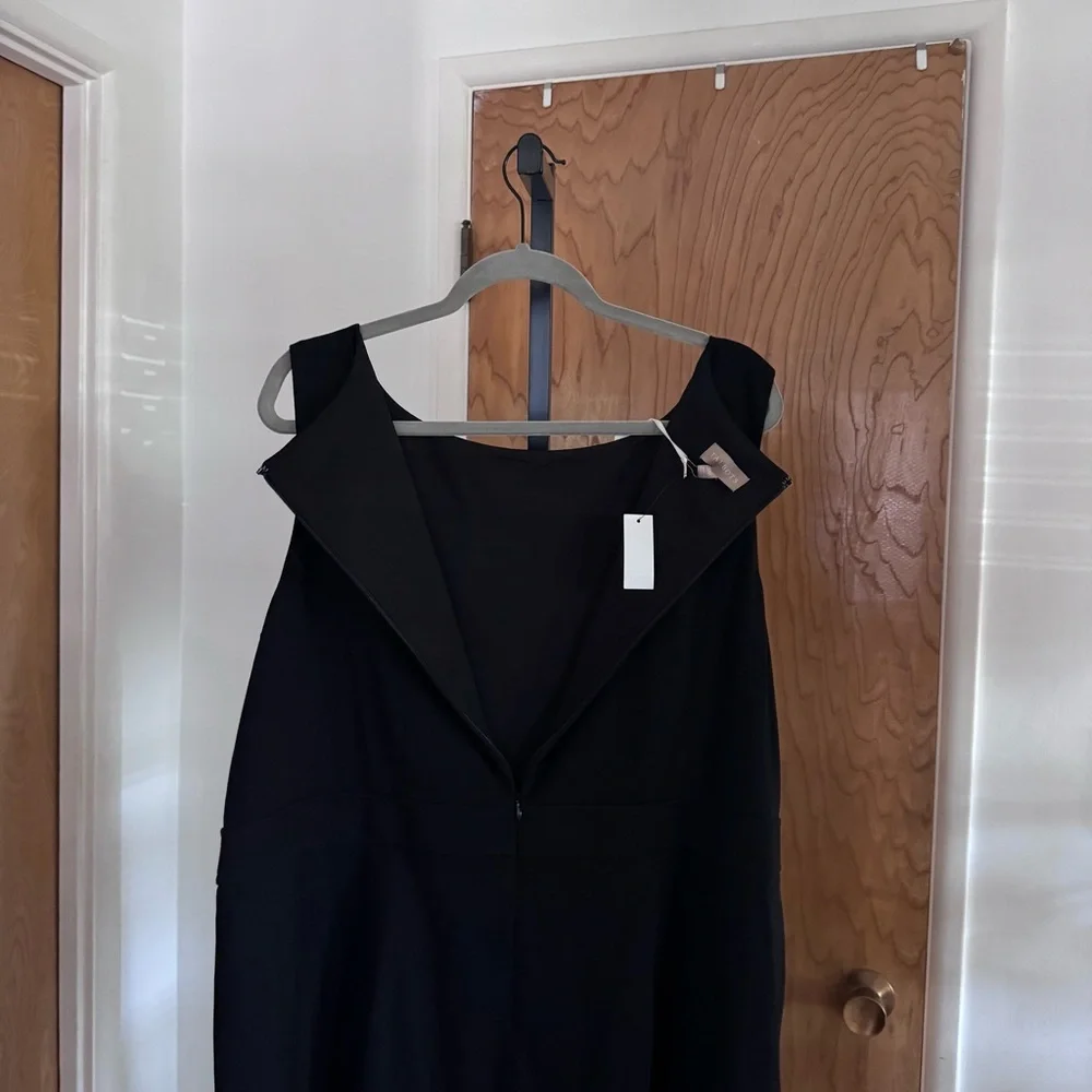 Talbots Black Sleeveless Shift Dress with Side Buttons women 20w